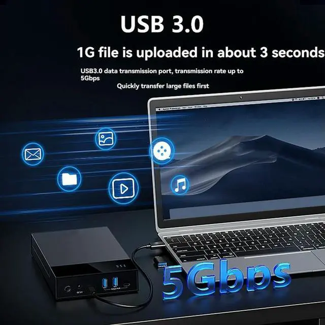Alt view image 2 of 6 - USB 3.0 to 3.5inch SATA Drive Docking Station External Hard Disk Enclosure for 3.5 2.5 Inch SATA SSD HDD 20TB US Plug