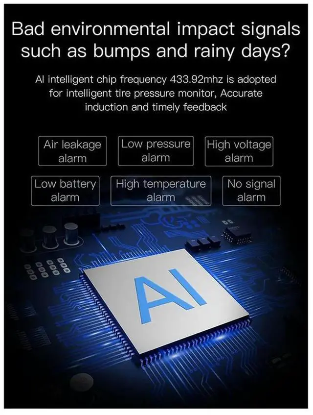 Main image of High-Precision Solar Motorcycle TPMS Tire Tyre Pressure Monitoring Alarms System with 2 Sensors TPMS Bluetooth