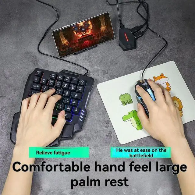Main image of 35Key Ergonomics RGB Gaming Keyboard+Keyboard and Mouse Converter+Mouse 5 in 1 Mobile Game Combo Kit for PUBG