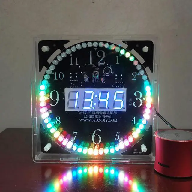 Main image of DIY electronic clock kit 14.5*14.5cm with case led digital tube date wetemperature diy soldering kit project for adults