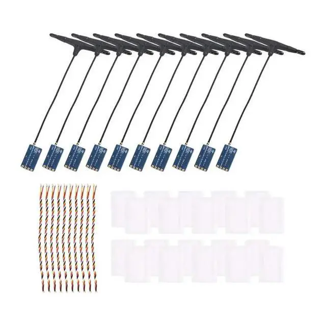 Alt view image 3 of 6 - Supports Wi-Fi Upgrade-ELRS 2.4Ghz 10-Pack Nano Expresslrs Receiver T-Type Antenna For RC FPV Drones