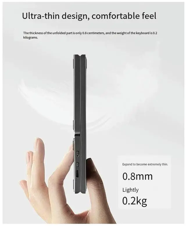 Alt view image 3 of 6 - Tri-Fold Bluetooth Keyboard Touchpad Ultra-Thin Keyboard for Phone Tablet Laptop Travel Keyboard A