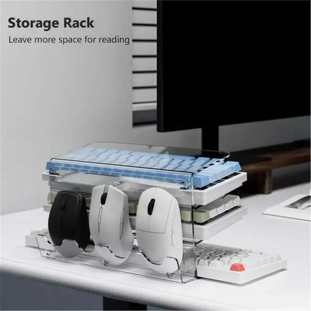 Alt view image 3 of 6 - Multifunctional Desktop Acrylic Tablet Holder for Computer Keyboard and Mouse Stand