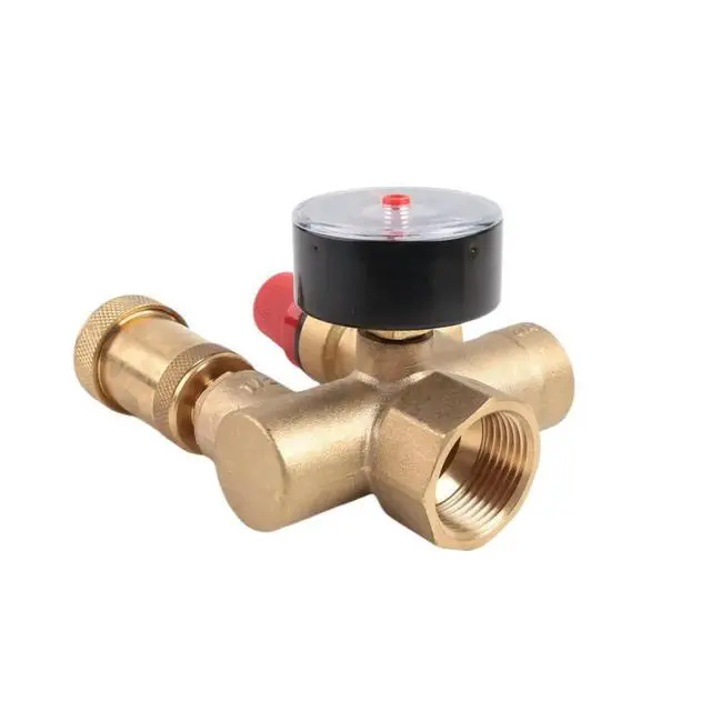 Alt view image 3 of 6 - Safety Group Pressure Relief Valve Boiler, DN25 Brass Quick Bleeder with Pressure Gauge for Home,Hotel,Heating System