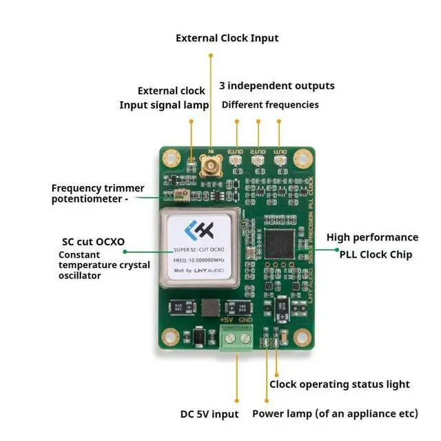 Alt view image 2 of 6 - OCXO Constant Temperature Crystal Oscillator Clock Upgrade Board 22/24/25MHz Multi-channel Frequency PLL Output