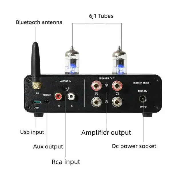 Alt view image 3 of 6 - Hifi 6j1 Tube QCC3084 Bluetooth Preamplifier TPA3255 Digital Power Amplifier PCM5102A Decoding