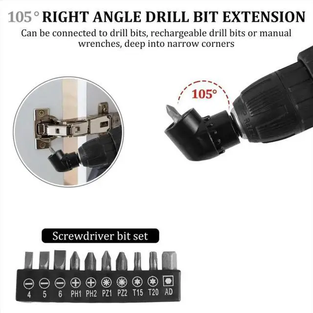 Alt view image 2 of 6 - 31PCS Flexible Drill Bit Extension Set Rotatable Socket Adapter Hex Shank 105° Right Angle Drill Screwdriver