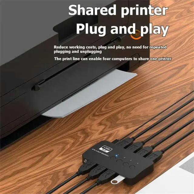 Alt view image 2 of 6 - USB KVM Switch Adapter 2 Input 4 Output USB Switch Printer Sharer for Computer Keyboard Mouse Sharer Controller