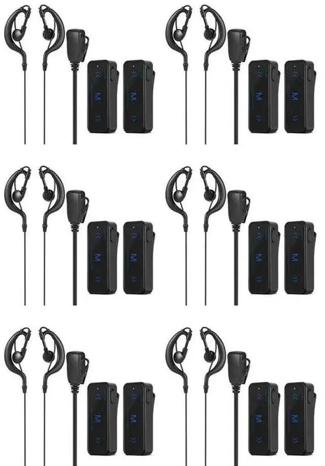 Main image of 12Pcs Mini Walkie Talkie 400-470Mhz 2-Way Radio 3W Earpiece Headset Earmuff USB Powered