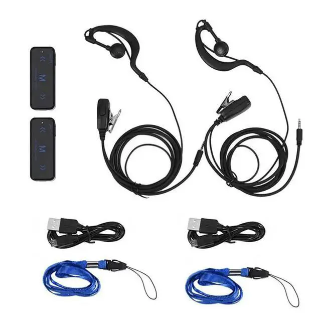 Alt view image 3 of 6 - 12Pcs Mini Walkie Talkie 400-470Mhz 2-Way Radio 3W Earpiece Headset Earmuff USB Powered