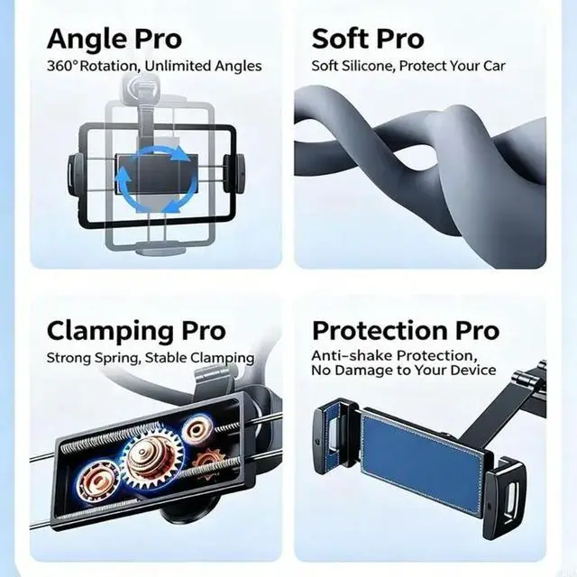 Alt view image 2 of 6 - Soft Silicone Car Headrest Mount Compatibles Most Tablets And Phones Holder