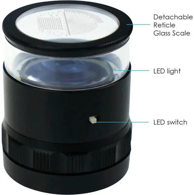 Alt view image 3 of 6 - 10x Magnification Scale Loupe Scale Chart 25mm Field of View with 8 LED Light