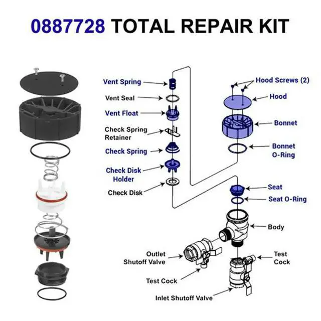 Alt view image 3 of 6 - Replacement for Watts 0887718 Backflow Convert Kit for 1" 800M4-QT, Conversion to Freeze-Resistant 800M4-FR