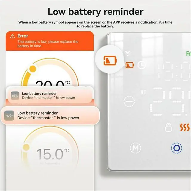 Alt view image 3 of 6 - Tuya Home Floor Heating Switch Temperature Control for Water/Electric Floor Heating Gas Boiler White