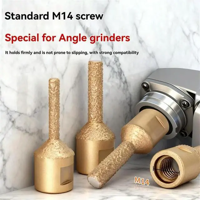 Alt view image 3 of 6 - 6pcs M14 Hole Saw for Angle Grinder Create Smooth Hole&Edge on Tile/Marble/Glass 6-16mm for Drilling/Grinding/Chamfering