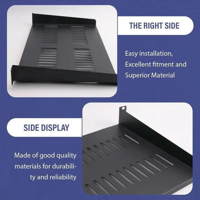 Alt view image 2 of 6 - 1U Server Rack Mount Shelf Vented Cantilever Tray for 19Inch Network Equipment Rack & Cabinet