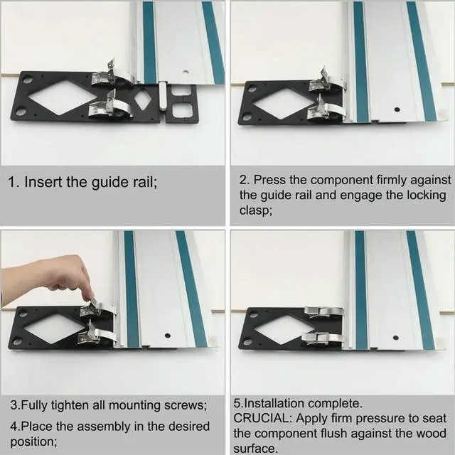 Main image of Track Saw Square Guide for Guide Rail,CNC 90 Degree Right Angle Guide with Edge Support, for Festool, Makita Black