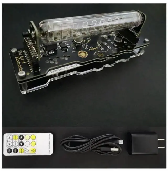 Main image of IV18 Vacuum Fluorescent Tube Clock Cyberpunk RGB LED Nixie Table Display 5V With Touch Keys