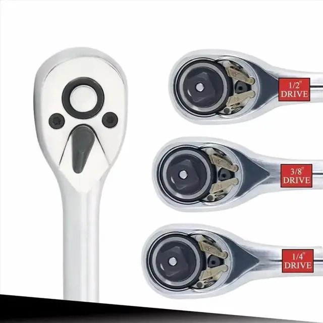 Alt view image 2 of 6 - Ratchet Wrench 24 Tooth Quick Release 1/4 Inch 3/8 Inch 1/2 Inch Socket Automotive Nut Reversible Drive Wrench