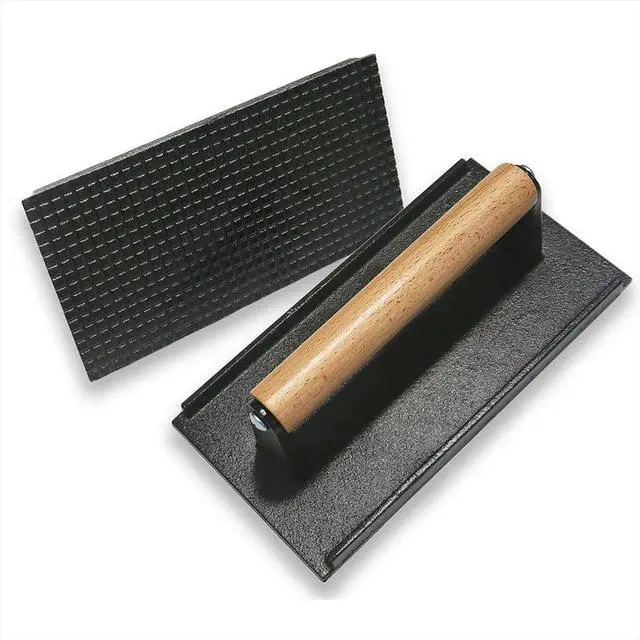 Alt view image 2 of 6 - Burger, Heavy-Duty Cast Iron Smash Bacon Meat Meat Steak with Wood Handle for Griddle, Sandwich, Nonstick Pan