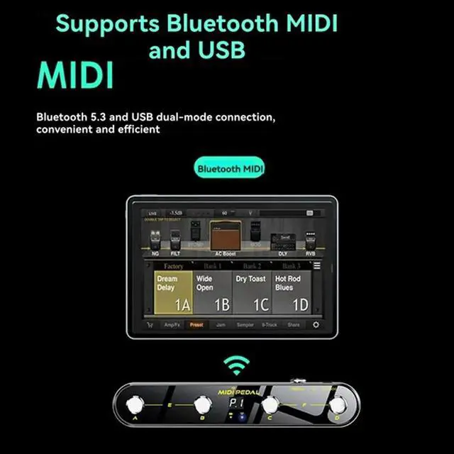 Alt view image 3 of 6 - MIDI Control Pedal Sound Mode Switching Four Step Nail Pedal Guitar Pedal for Electric Guitar