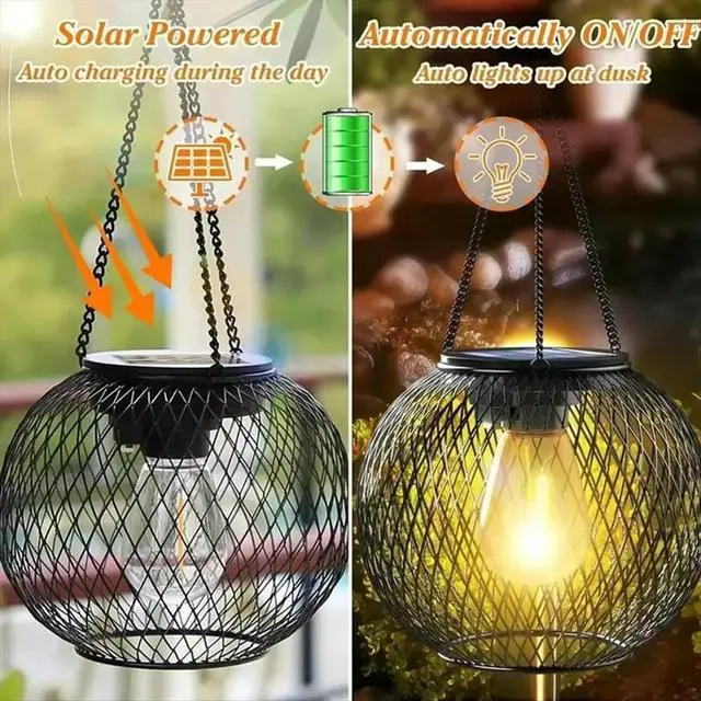 Alt view image 2 of 6 - Solar Lantern Outdoor, Solar Lights for Outside Decorative Outdoor Hanging Lights Waterproof, Yard Garden Lamp