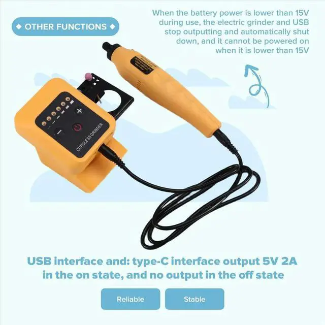 Alt view image 2 of 6 - 18-21v Lithium Small Electric Grinder 6 Speed Adjustment for DeWalt Interface Small Electric Drill