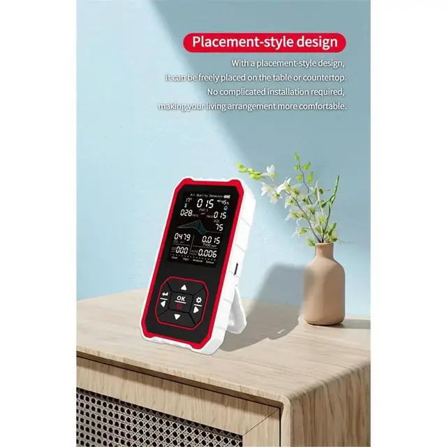 Alt view image 2 of 6 - gooddd Indoor Air Detector Rea for AQI, CO2, PM2.5, PM1.0 TVOC, HCHO, Particles, Temperature & Humidity Black