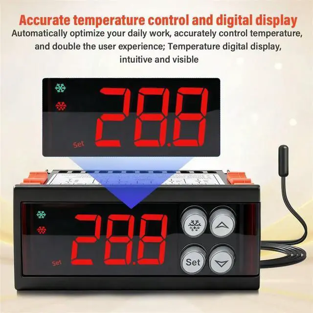 Alt view image 3 of 6 - Temp Control Thermostat Digital Temperature Switch Controller Heating Cooling NTC Sensor for Freezer Fridge 220V