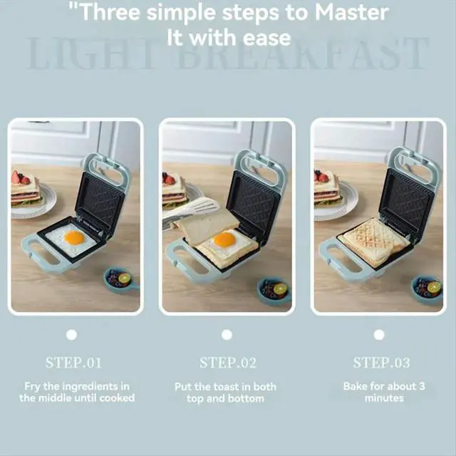 Alt view image 2 of 6 - Multifunction Sandwich Maker Fast Heating Toaster Breakfast Making Machine Kitchen Electric Baking Pan Roast Meat EU