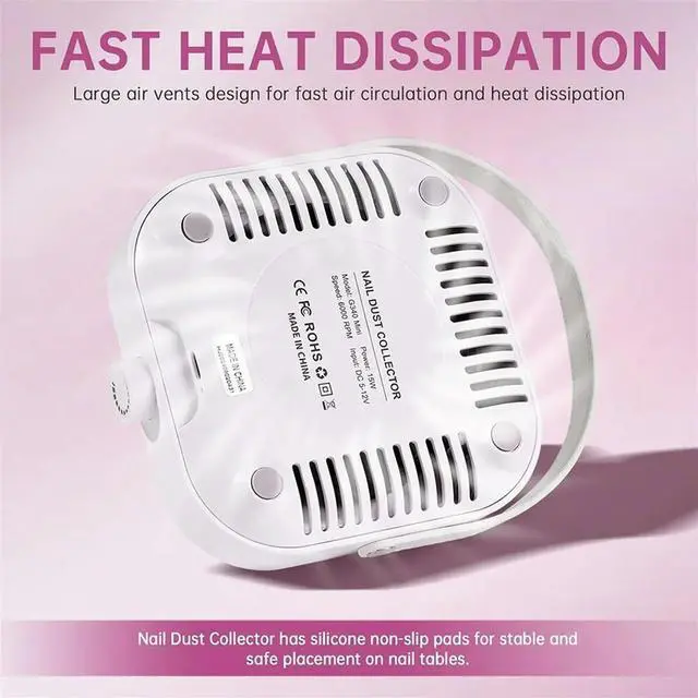 Main image of Nail Powder Collector Mini C Type Dust Collector Fan Powerful Vacuum Cleaner Manicure Pedicure Tool