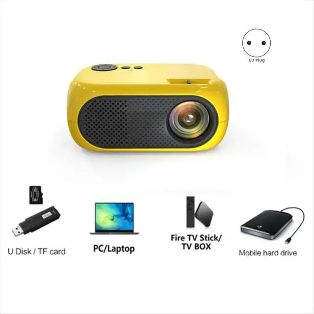 Alt view image 3 of 6 - Mini Projector 360P LED Wired Mobile Phone Projector with Speaker Remote Control for Outdoor Camping EU Plug