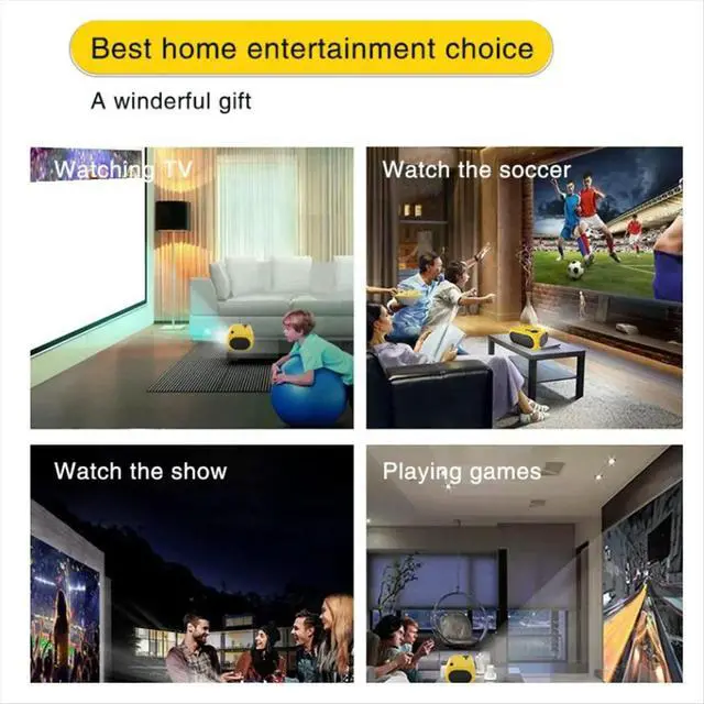 Alt view image 2 of 6 - Mini Projector 360P LED Wired Mobile Phone Projector with Speaker Remote Control for Outdoor Camping EU Plug