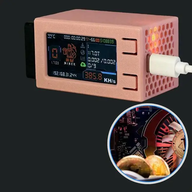 Alt view image 2 of 6 - NMMiner Nerdminer V2 Pro Max 390KH/S BTC Solo Lottery Miner Bitcoin Crypto Miner BTC Miner Nerd Miner with Cool Fan