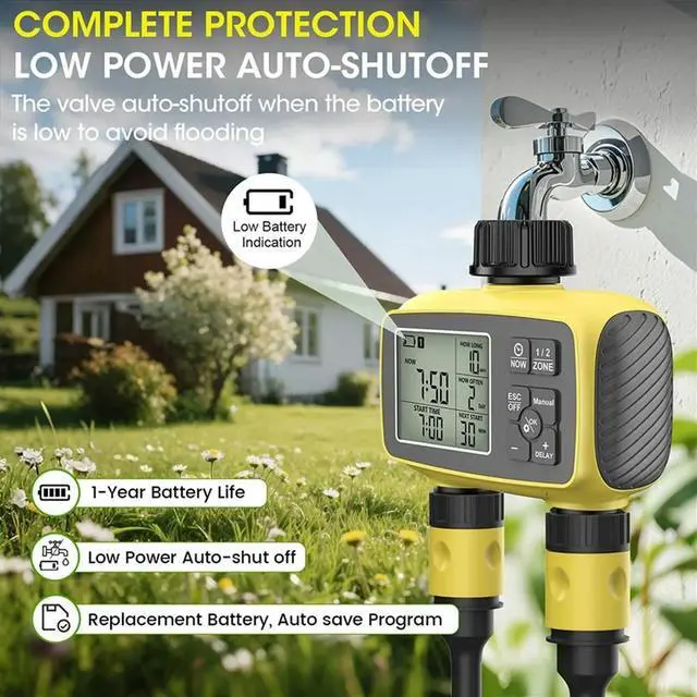 Main image of ligent Watering Controller Dual-Zone Water Timer Control System Automatic Outdoor Flower Watering Valve Device
