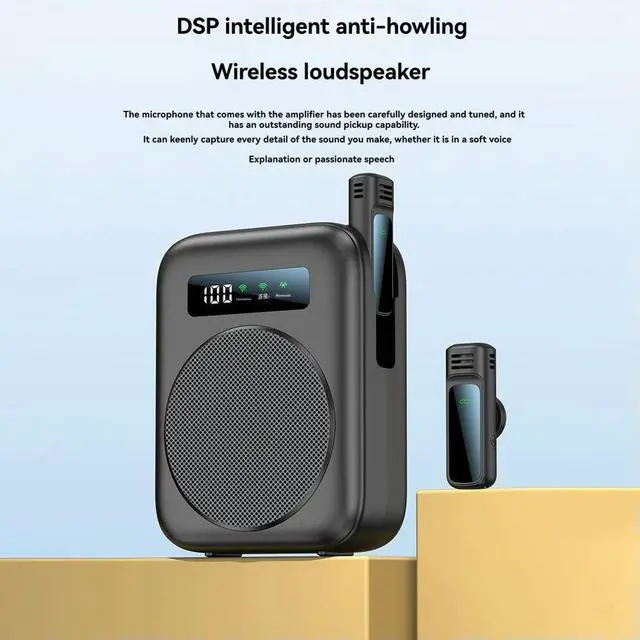 Main image of Bluetooth Voice Amplifier with Magnetic Lavalier Lapel Microphone, for Classroom/Yoga/Conference Black