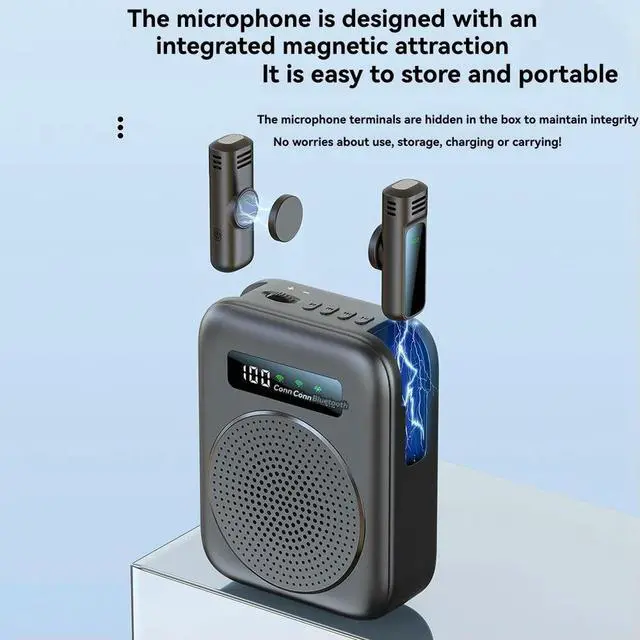 Alt view image 3 of 6 - Bluetooth Voice Amplifier with Magnetic Lavalier Lapel Microphone, for Classroom/Yoga/Conference Black