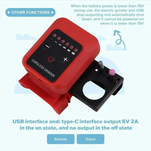 Alt view image 2 of 6 - 18-21v Lithium Small Electric Grinder 6 Speed Adjustment for Milwaukee Interface Small Electric Drill