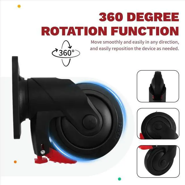Alt view image 2 of 6 - 5 Inch Caster Wheel with Brake Bracket Mute Swivel Casters for Workbenche Machine Electric Equipment Shelve Trash Bin