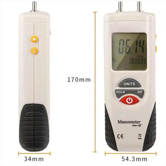 Main image of HT-1890 Gas Pressure Gauge Manometer Digital Manometer Data Hold Dual Port Air Pressure Gauge HVAC Gas Teste Meter