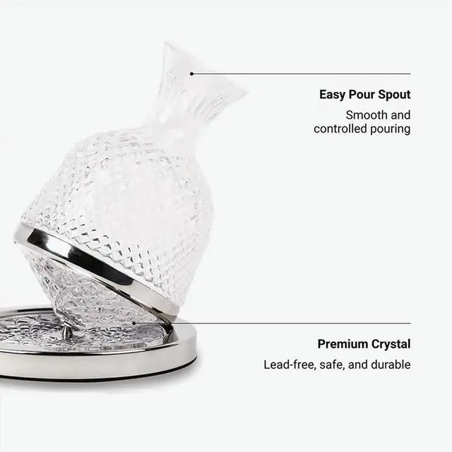 Main image of Rotating Wine Decanter Tumbler 1.5L Decanter Dispenser Crystal Glass Bottle Wine Aerator Mirror Jug Gift BarDecoration,A
