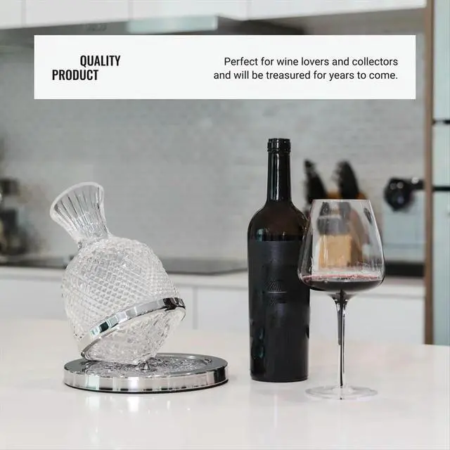 Alt view image 3 of 6 - Rotating Wine Decanter Tumbler 1.5L Decanter Dispenser Crystal Glass Bottle Wine Aerator Mirror Jug Gift BarDecoration,A