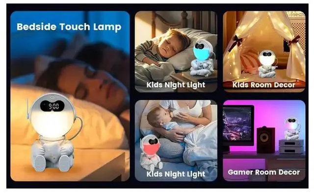 Main image of Astronaut Night Light Clock with Timer Wake-Up and Ambient Lighting Features BT White Noise LED Lighting B