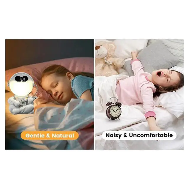 Alt view image 2 of 6 - Astronaut Night Light Clock with Timer Wake-Up and Ambient Lighting Features BT White Noise LED Lighting B