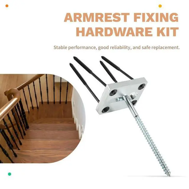 Alt view image 2 of 6 - 4 Sets el Post Fastener Wood Handrail Installation Hardware Works on Finished Floors,Stairs,Ceramic Tile and Concrete