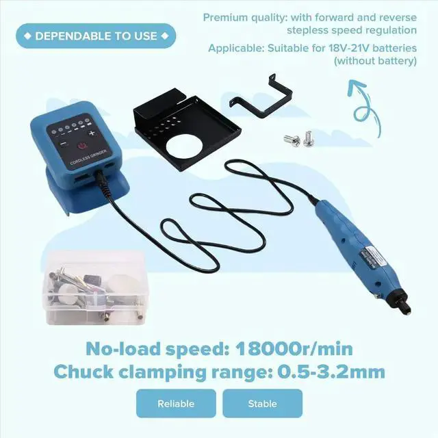 Alt view image 2 of 6 - 80W Electric Grinder Kit No-Load Speed Up to 18000rpm Rechargeable DIY Electric Grinder for Makita 18V-21V