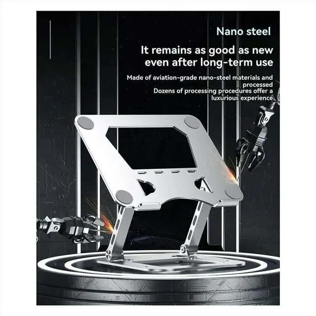Main image of Alloy Steel Laptop Stand Foldable Lift Laptop Cooling Base Ergonomics Light and Handy Design Computer Accessories Grey
