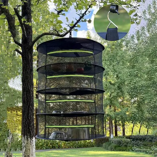 Main image of Folding Dry Rack Vegetable Dryer Drying Net for Fish Hanging Basket with Mesh Flowers Buds Plants Organizer 4 Layer