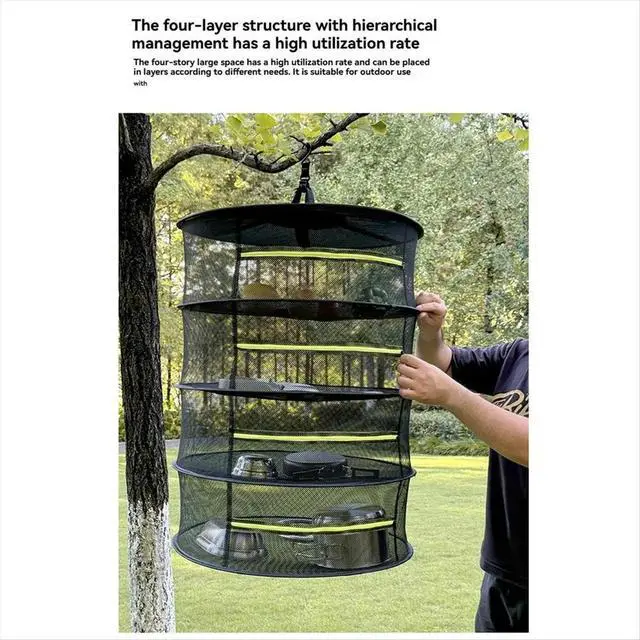Alt view image 2 of 6 - Folding Dry Rack Vegetable Dryer Drying Net for Fish Hanging Basket with Mesh Flowers Buds Plants Organizer 4 Layer