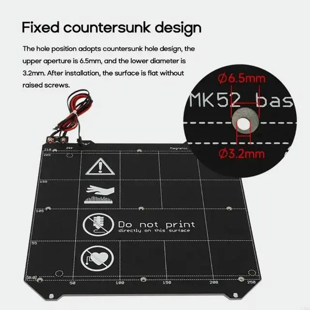 Alt view image 2 of 6 - Heated Bed 3D Printer Replacement Hot Bed 220W 24V for Prusa MK52 MK2.5 MK3S MK3S +